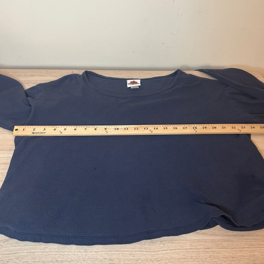 Harley-Davidson R.K. Stratman Waffle Knit Cropped Thermal Top Black XL Good - Picture 7 of 10